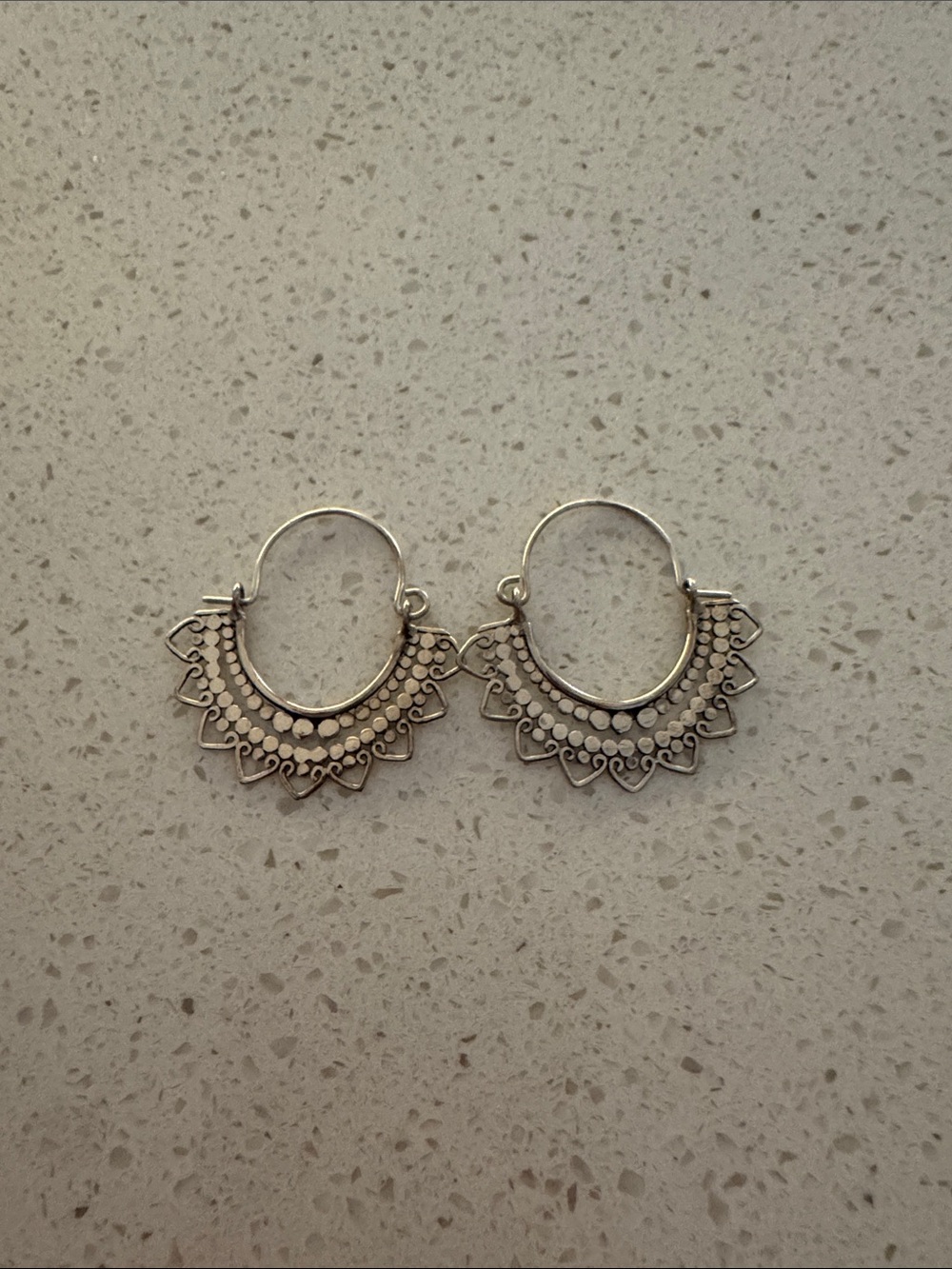 Intricate Sterling Silver Filigree Hoop Earrings